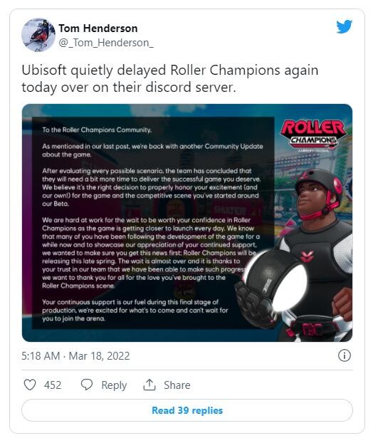 育碧将《冠军冲刺》发行窗推迟至“春末”